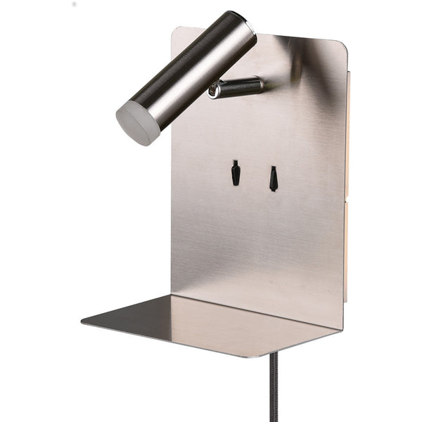 Element nickel wall light with usb charger